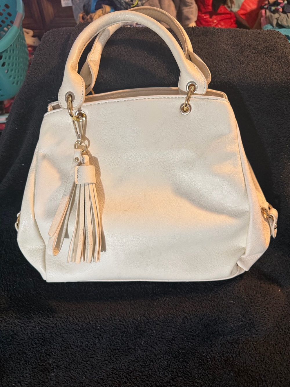 Charming Charlie Cream Tassel Satchel Shoulder Bag